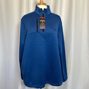 NWT MEN'S CALLAWAY 1/4 ZIP BLUE PULLOVER WITH UPF SUN PROTECTION - SIZE X-LARGE